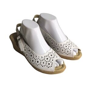 Spring Step Women's Sandals Footsie Slingback White Size 10 Leather‎ Cut Out